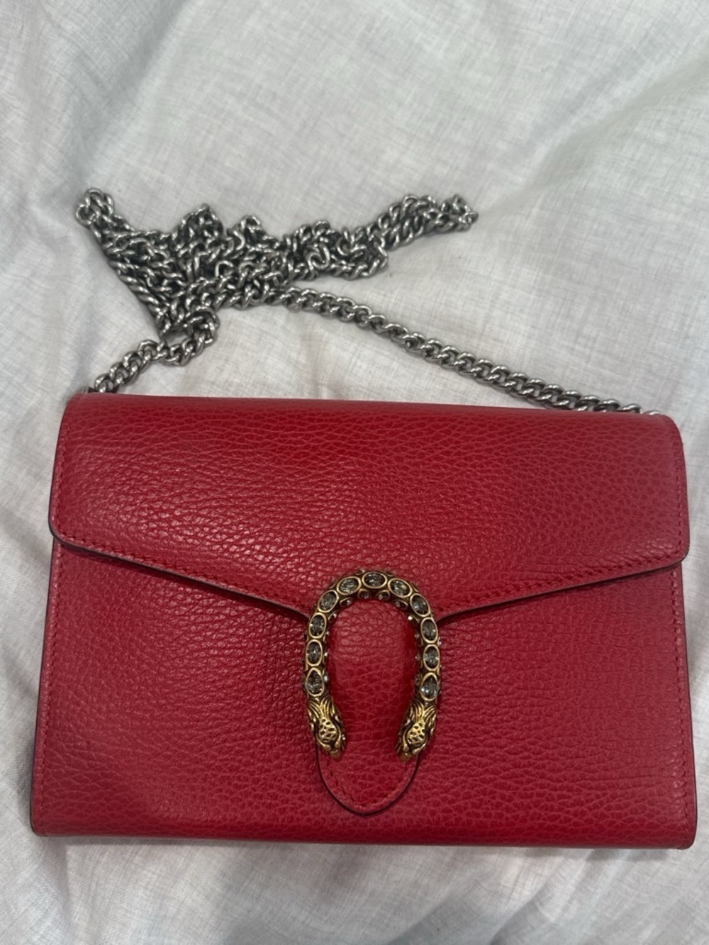 Gucci leather crystal dionysus chain bag